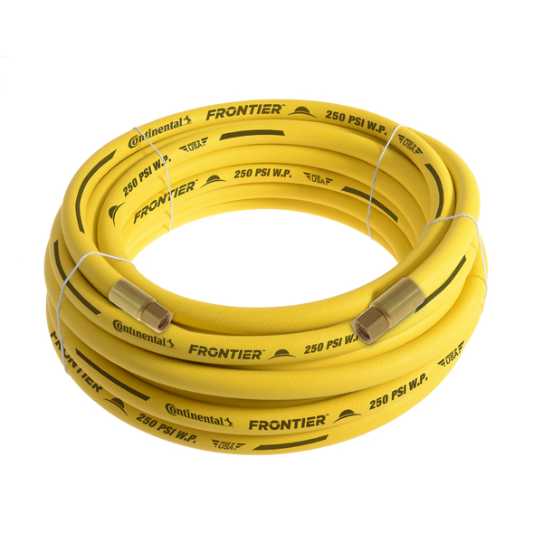 Continental 1/2" x 50' Yellow EPDM Rubber Air Hose, 300 PSI, 1/2" FNPSM x FNPSM HZY05030-50-41